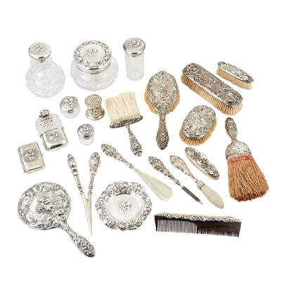 Lot 142 - Extensive Assembled Unger Brothers Sterling Silver Dresser Set