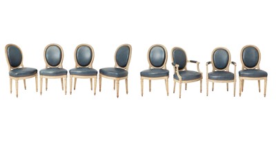 Lot 270 - Assembled Set of Eight  Louis XVI Gray-Painted  Dining Chairs