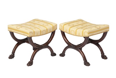 Lot 247 - Pair of  Empire Mahogany Curule Stools