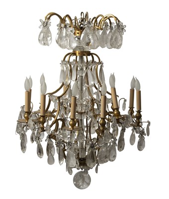 Lot 232 - Louis XV Style Rock Crystal Twelve-Light Gilt- Bronze Chandelier
