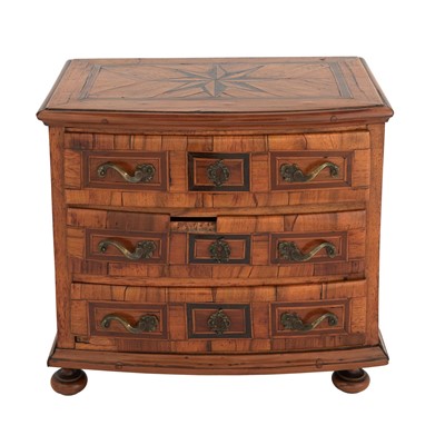 Lot 437 - German Baroque Walnut Parquetry Miniature Chest