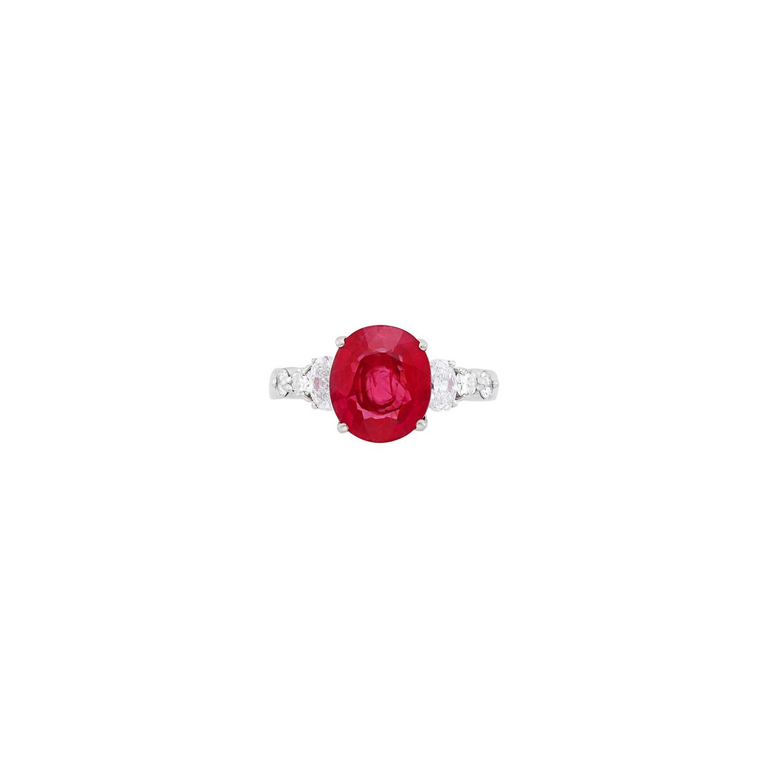 Lot 1055 - Platinum, Ruby and Diamond Ring