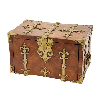 Lot 702 - Louis XIV Brass-Bound Oyster-Veneered Kingwood Strong Box