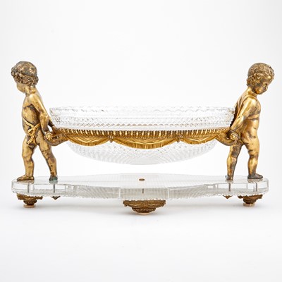 Lot 313 - Louis XVI Style Gilt-Bronze and Cut Glass Figural Centerpiece