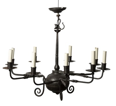 Lot 495 - Italian Iron Nine-Light Chandelier