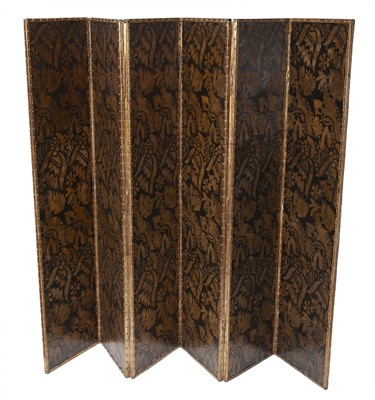 Lot 346 - Continental Gilt Leather Six-Fold Screen