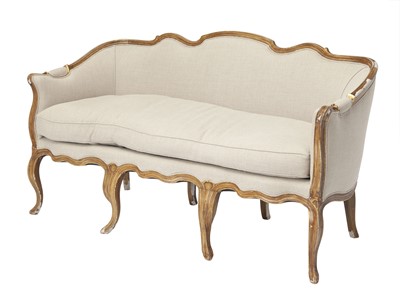 Lot 450 - Danish Rococo Painted and Parcel-Gilt Upholstered Settee