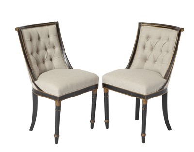 Lot 345 - Set of Four Regency Painted Tufted Upholstered Chairs
