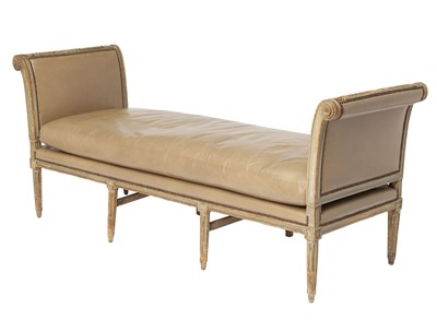 Lot 264 - Louis XVI Painted Leather-Upholstered Daybed