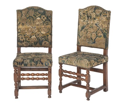 Lot 432 - Pair of Continental Baroque Tapestry-Upholstered Walnut Side Chairs