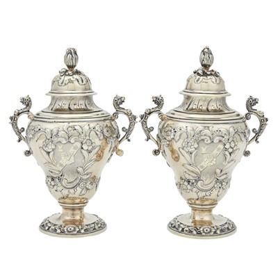 Lot 163 - Canadian Interest: Pair of George II Sterling Silver Gilt Tea Caddies