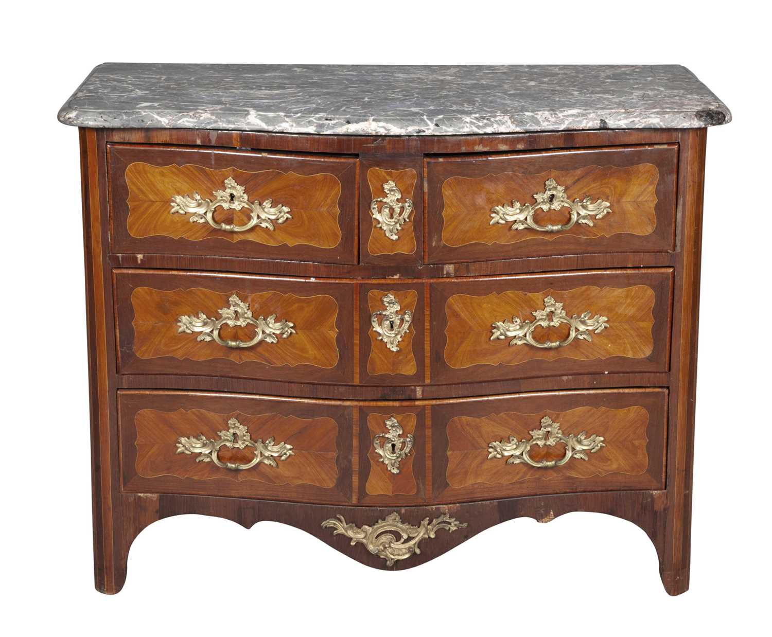 Lot 736 - Régence  Gilt-Metal Mounted Tulipwood and Kingwood Commode