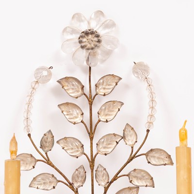Lot 748 - Pair of Maison Baguès Style Cut-Glass and Gilt- Metal Two-Light Sconces