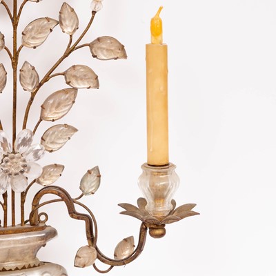 Lot 748 - Pair of Maison Baguès Style Cut-Glass and Gilt- Metal Two-Light Sconces