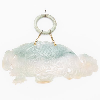Lot 58a - A Chinese Jadeite Dragon-Form Chime
