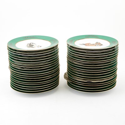 Lot 6 - Set of Forty Tiffany & Co. Porcelain Transfer Decorated Dessert Plates