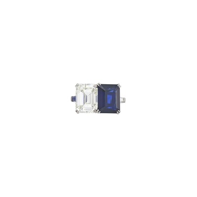 Lot 127 - Platinum, Diamond and Sapphire Ring