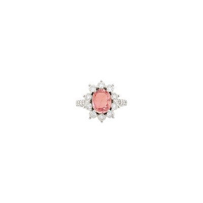 Lot 64 - White Gold, Padparadscha Sapphire and Diamond Ring