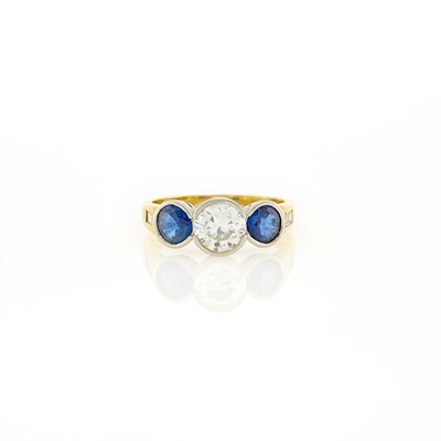 Lot 1206 - Gold, Platinum, Sapphire and Diamond Ring