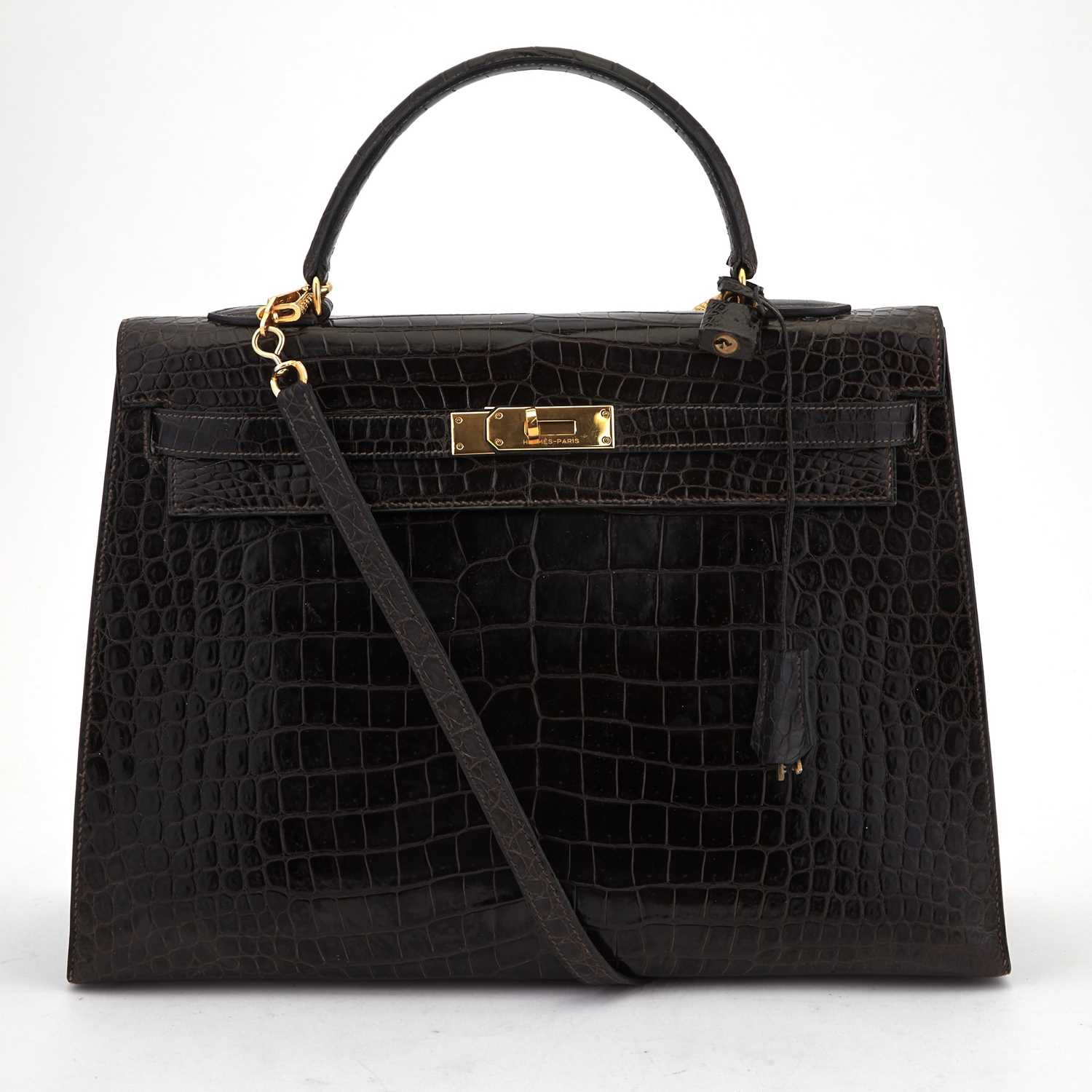 Lot 1240 - Hermès Brown Porosus Crocodile Kelly 35 Bag