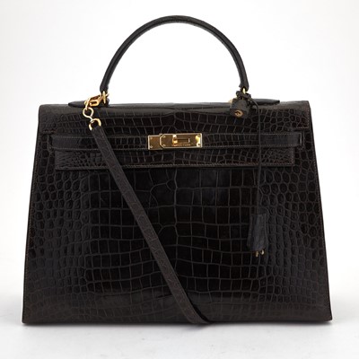 Lot 1240 - Hermès Brown Porosus Crocodile Kelly 35 Bag