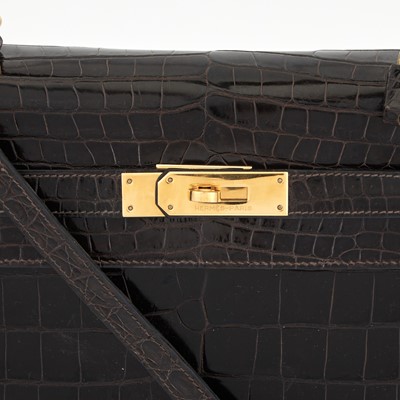 Lot 1240 - Hermès Brown Porosus Crocodile Kelly 35 Bag