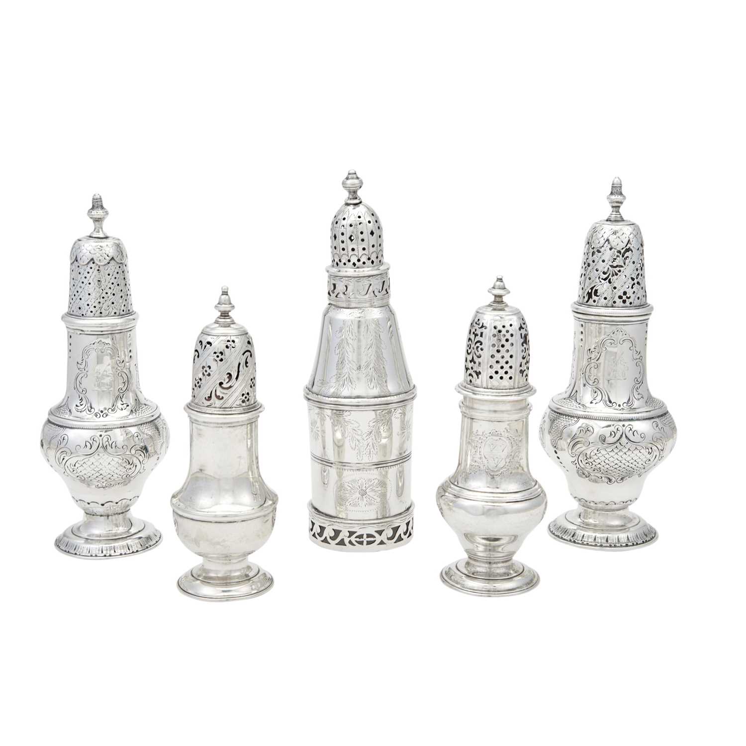 Lot 162 - Four George II Sterling Silver Casters