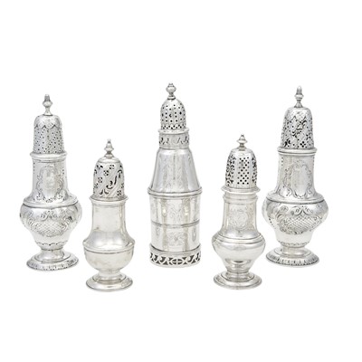 Lot 162 - Four George II Sterling Silver Casters