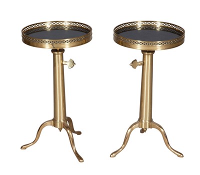 Lot 788 - Pair of Brass Adjustable Tripod Tables