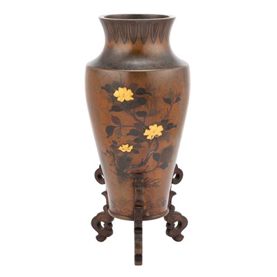 Lot 824 - A Japanese Mixed Metal Vase
