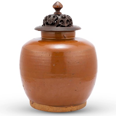Lot 158 - A Chinese Persimmon Glazed Porcelain Jar