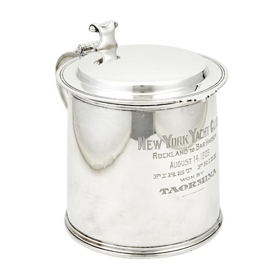 Lot 164 - New York Yacht Club Interest: Black Starr & Frost Sterling Silver Oversized Covered Tankard Trophy