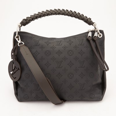 Lot 176 - Louis Vuitton Black Monogram Mahina 'Beaubourg Hobo MM' Bag