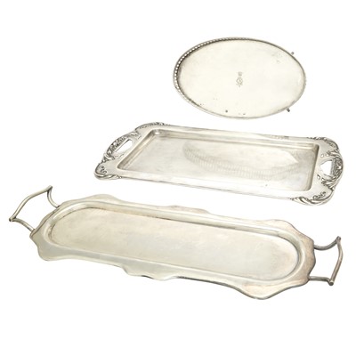 Lot 83 - Two Continental Silver Trays and a Silver Plated Tray
