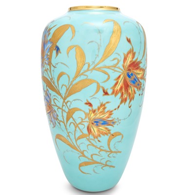 Lot 61 - Oversize Carlsbad Gilt and Polychrome Decorated Porcelain  Vase