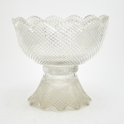 Lot 57 - Hand-Blown Cut Glass Punch Bowl and Pedestal