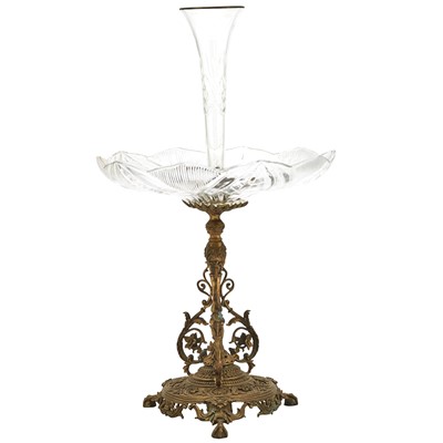 Lot 363 - Napoleon III Style Gilt-Metal and Blown and Cut Glass Dessert Centerpiece
