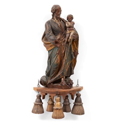 Lot 487 - Continental Polychrome Painted Figure of Joseph and the Christ Child
