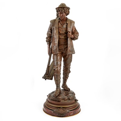 Lot 280 - French Patinated Bronze Allegorical Figure of a Young Male Musician