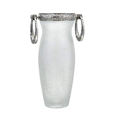 Lot 226 - Silver Mounted Acid Etched Glass Vase