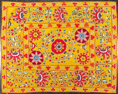 Lot 802 - An Uzbek Yellow Ground Suzani