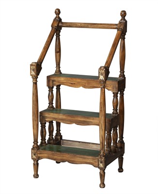 Lot 181 - Regency Style Faux Grain Painted Library Steps