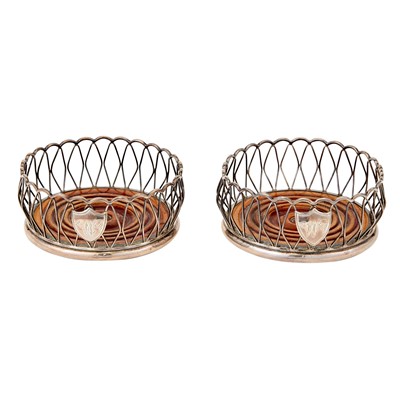 Lot 153 - Pair of George III Sterling Silver Mounted Wood Bottle Coasters