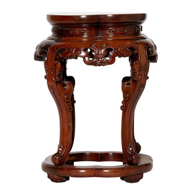 Lot 581 - A Chinese Burl-Inset Hardwood Incense Stand