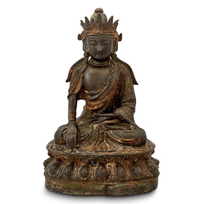 Lot 71 - A Large Chinese Parcel Gilt Lacquered Bronze Figure of Amitabha