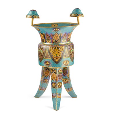 Lot 308 - A Chinese Cloisonne Enamel Jue Vase