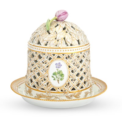 Lot 446 - Royal Copenhagen ‘Flora Danica’ Porcelain Ice Cream Dome and Stand