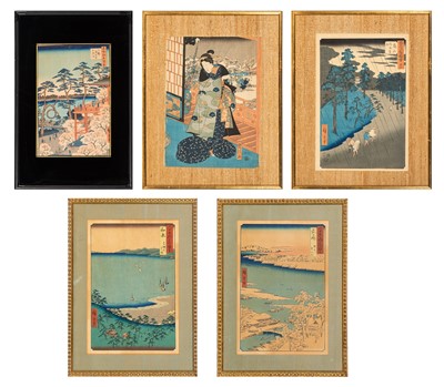 Lot 828 - Five Japanese Ukiyo-e Woodblock Prints