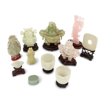 Lot 200 - A Group of Eleven Chinese Hardstone Articles