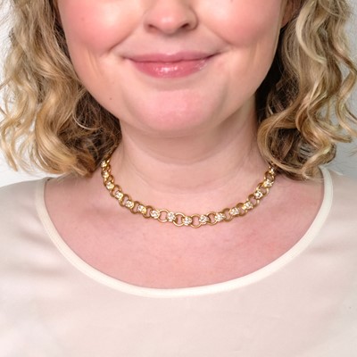 Lot 48 - Van Cleef & Arpels Gold and Diamond Link Necklace, France